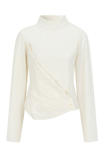 Acetate Half Stand Collar Blouse