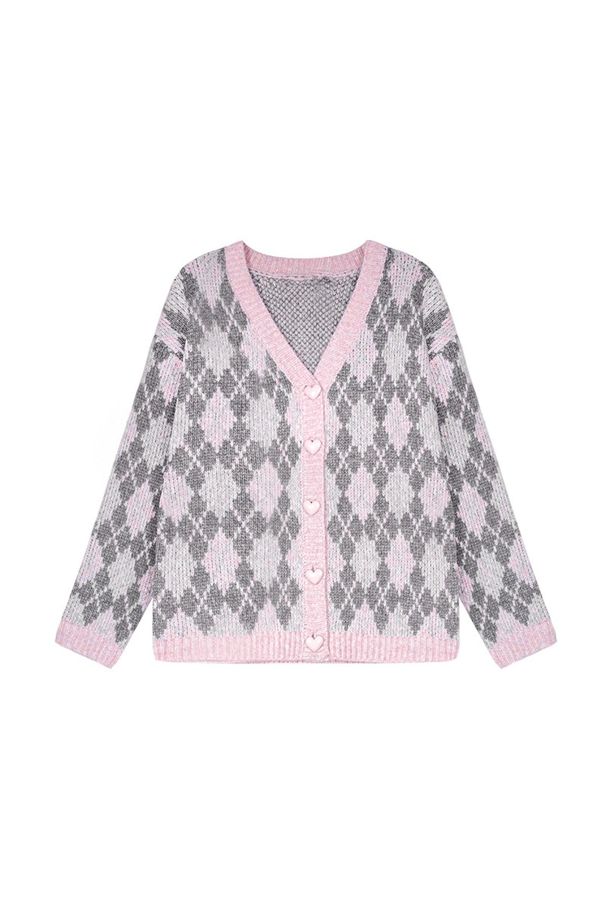 Pink Argyle Knit Cardigan and Skirt Set-Up