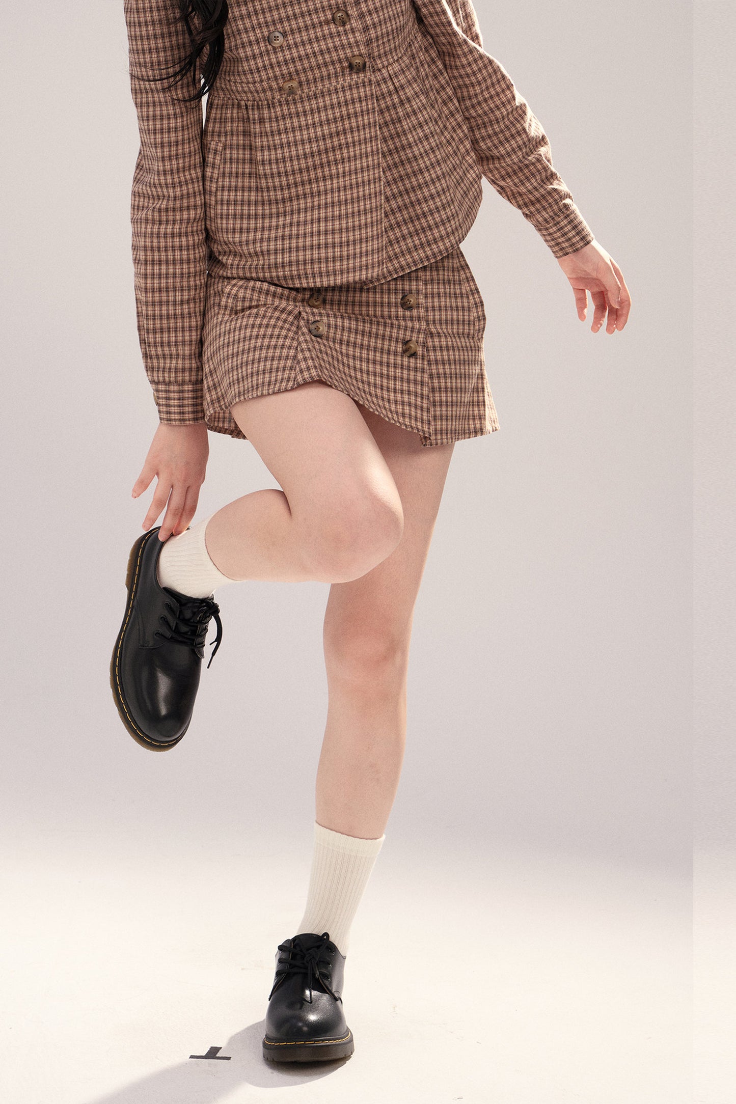 Buttoned High-Waisted A-Line Skirt