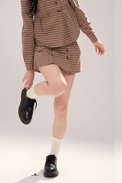 Buttoned High-Waisted A-Line Skirt