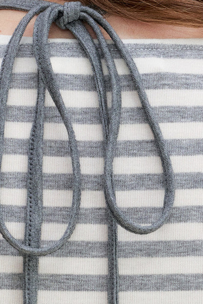 Striped Lyocell Pleated Top