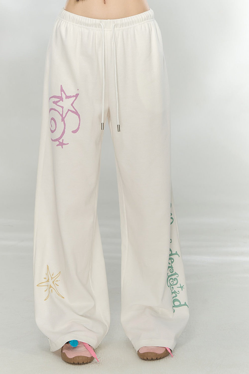 Waffle Knit Print Sweatshirt and Pants Set-Up