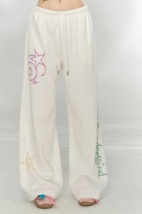 Waffle Knit Print Sweatshirt and Pants Set-Up