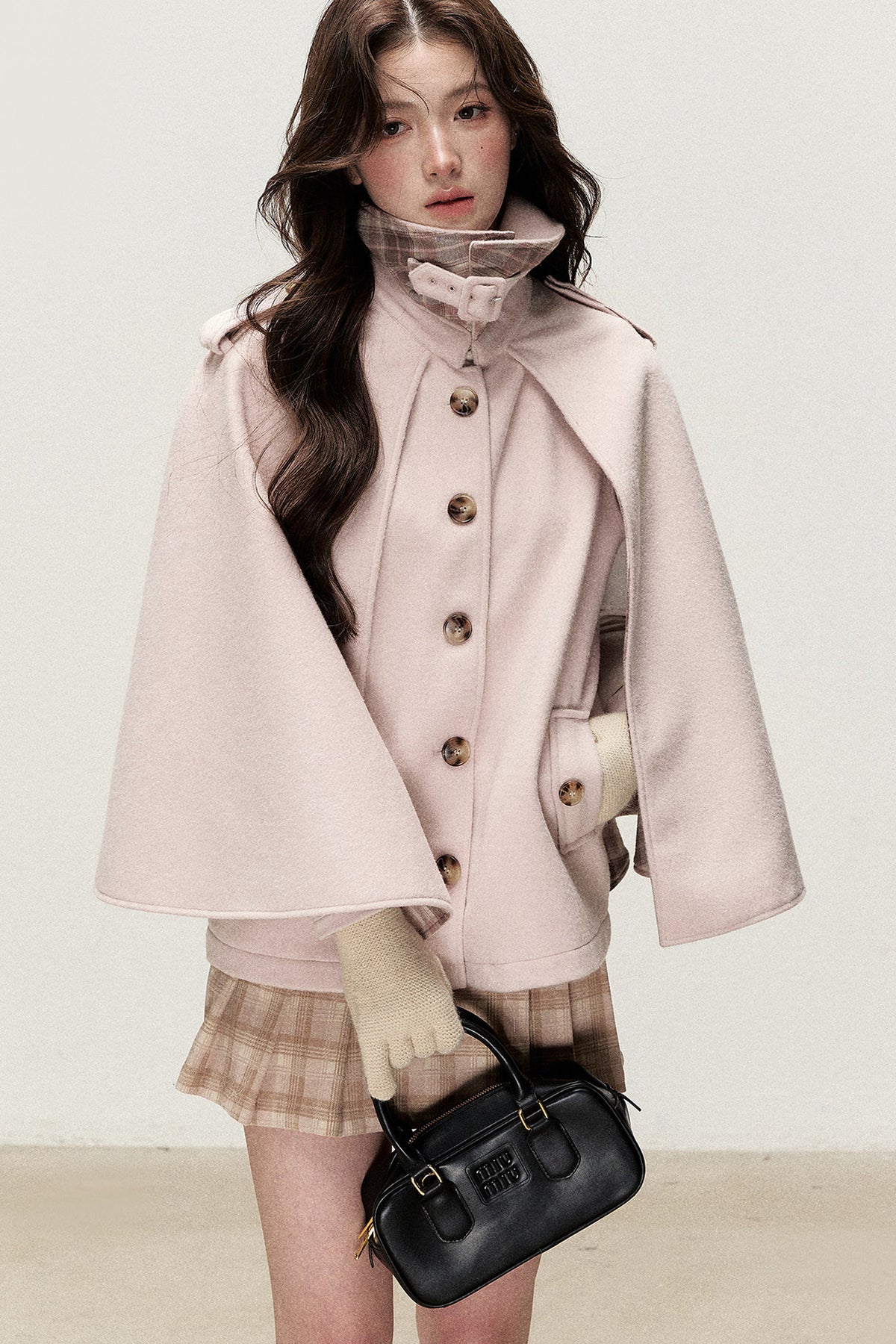 Retro Plaid Woolen Cape