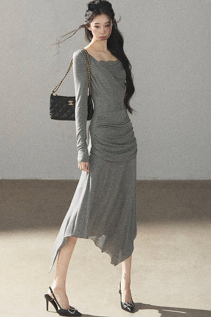 Irregular Knit Lace Dress