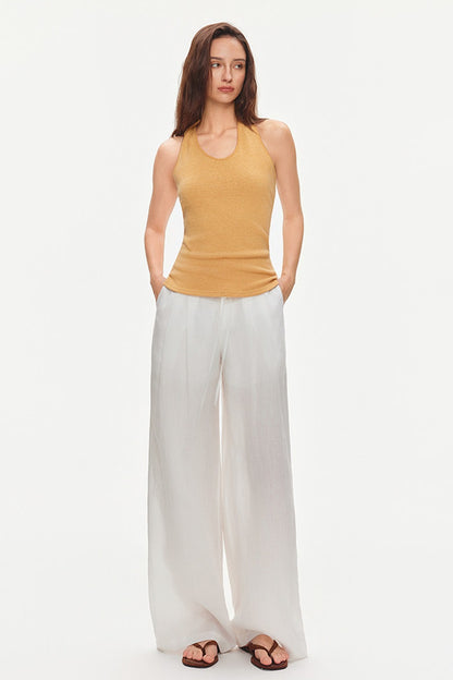 Top in maglia con scollo all’americana annodato