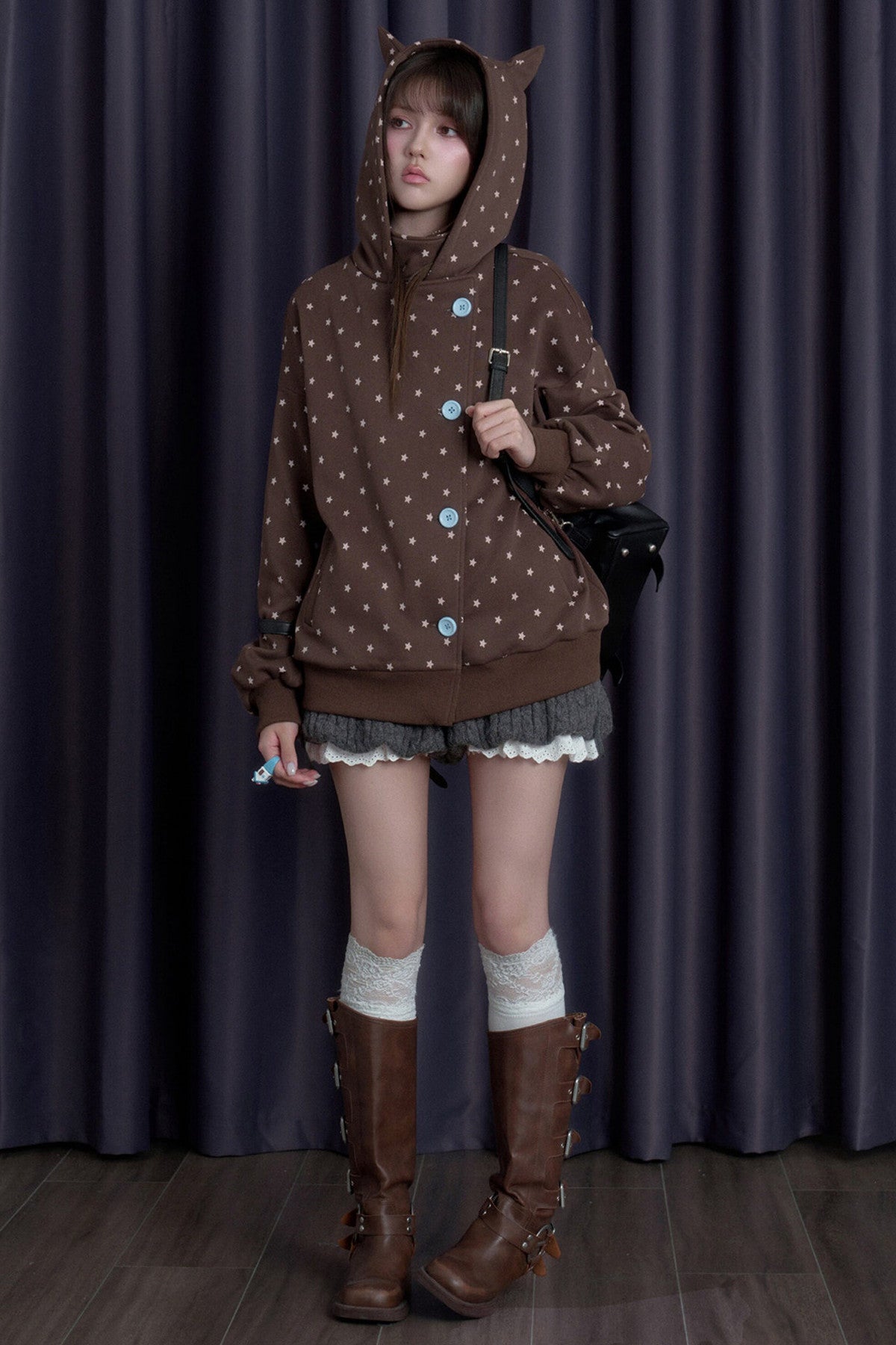 Star Cat Ear Fleece-Lined Jacket