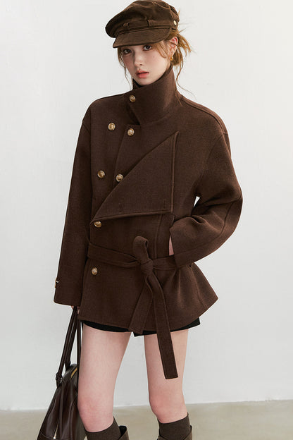 Double-Breasted Wool Blend Jacket