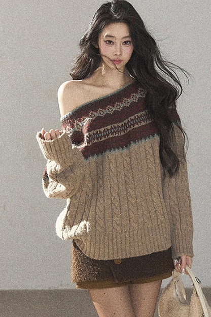 Boucle Layered-Look Skirt