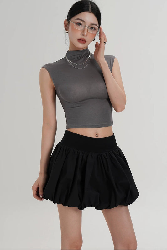 Tencel Silk Mock Neck Crop Top