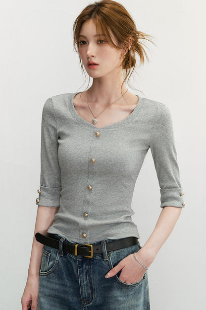 Elegant Knit V-Neck Top