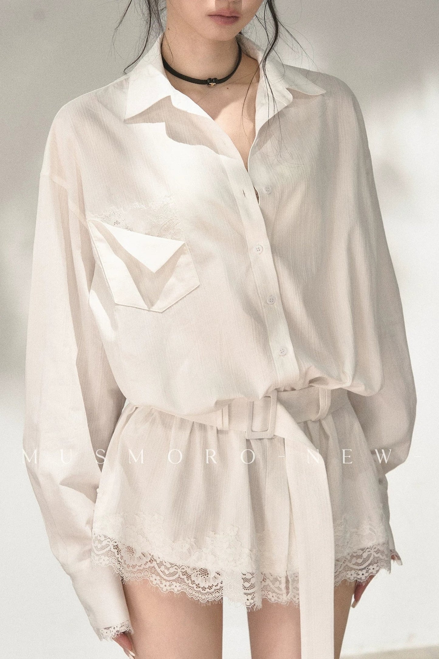 Eyelash Lace Shirt Dress