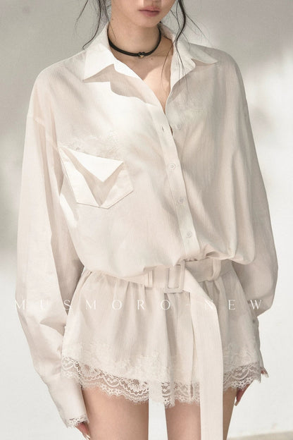 Eyelash Lace Shirt Dress