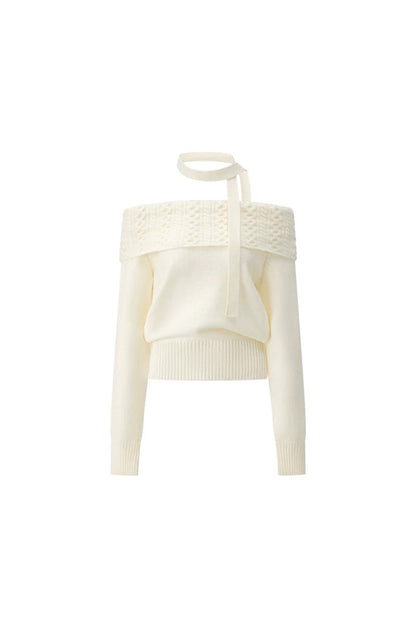 Off-Shoulder Long Sleeve Knit Top
