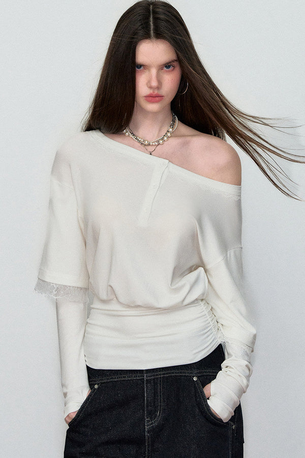 Spring Fake Two-Piece Hot Girl Top