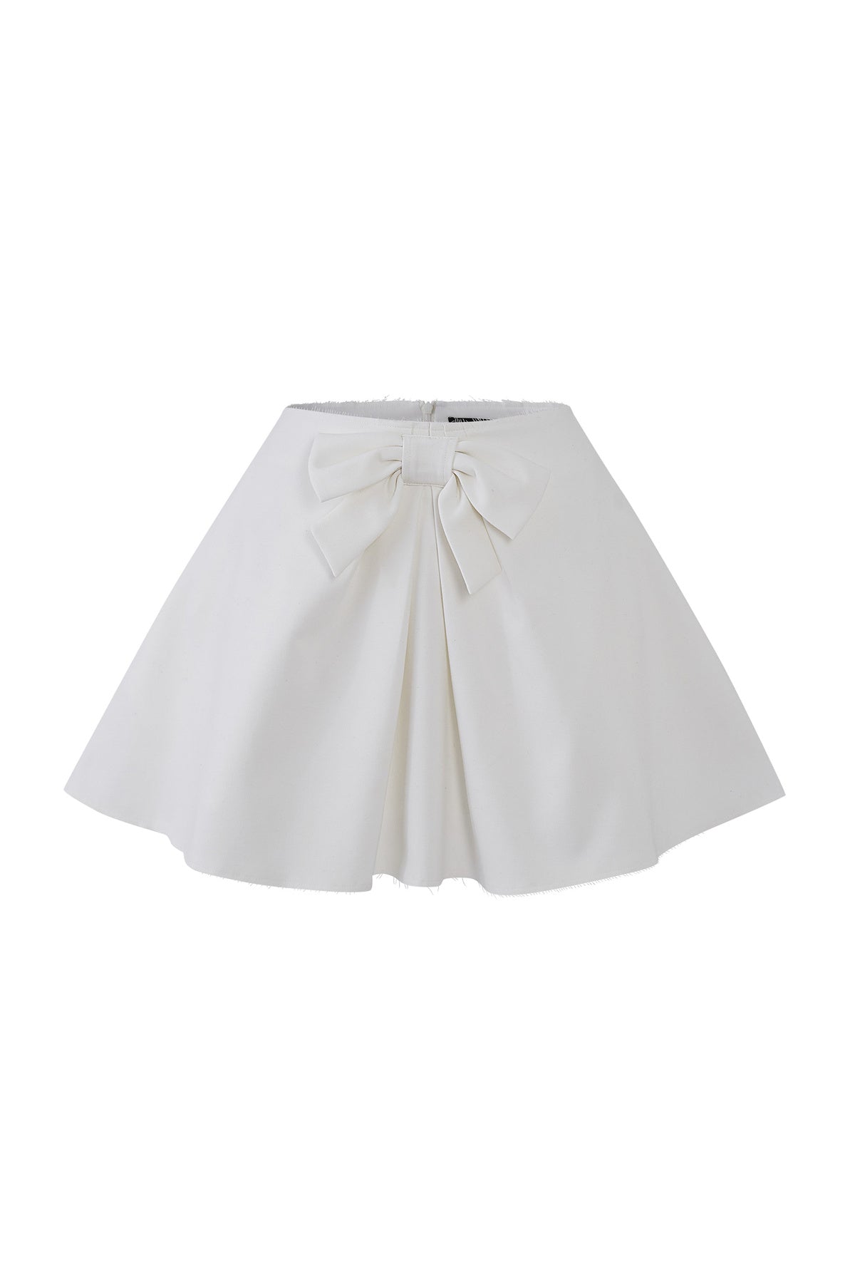 Mid-Waist Bow A-Line Frayed Skirt