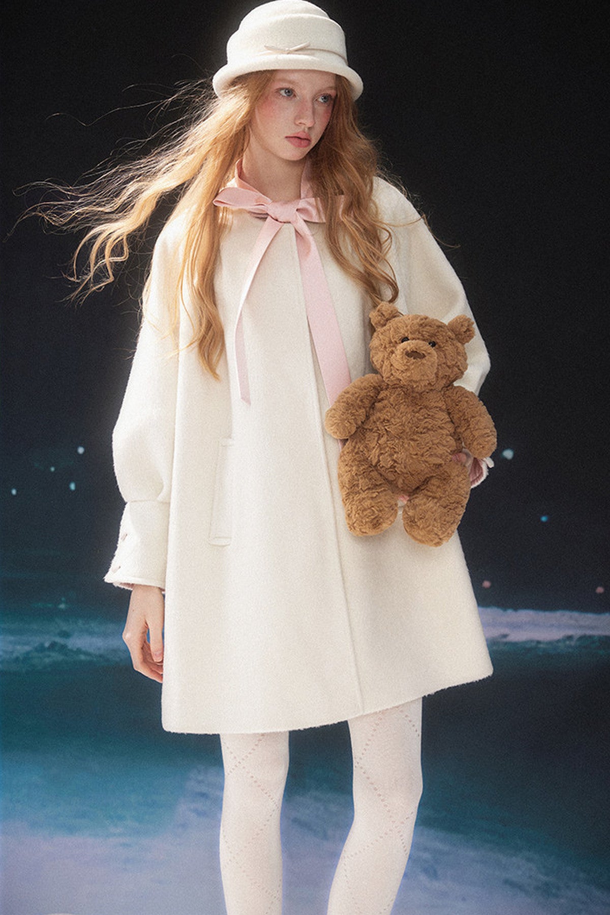Mid-Length Bow Wool Coat