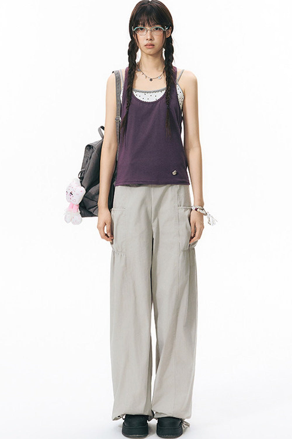 Racerback Special Embroidery Trim Tank Top