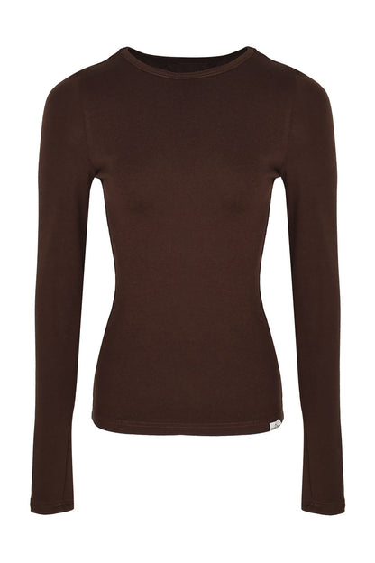 Coffee Long Sleeve Knit Base Layer Top