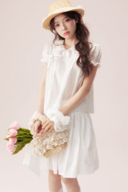 Floral Shirt and Bow Skirt Set-Up