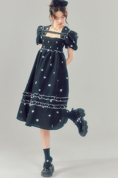 Floral Puff-Sleeve Dress