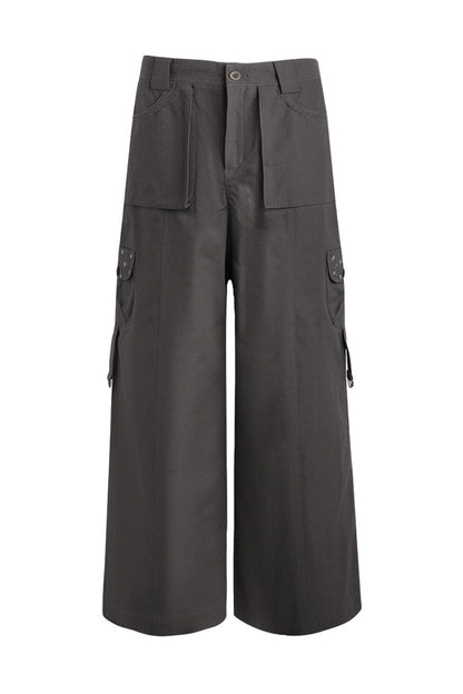 Foldable Hem Wide Leg Pants