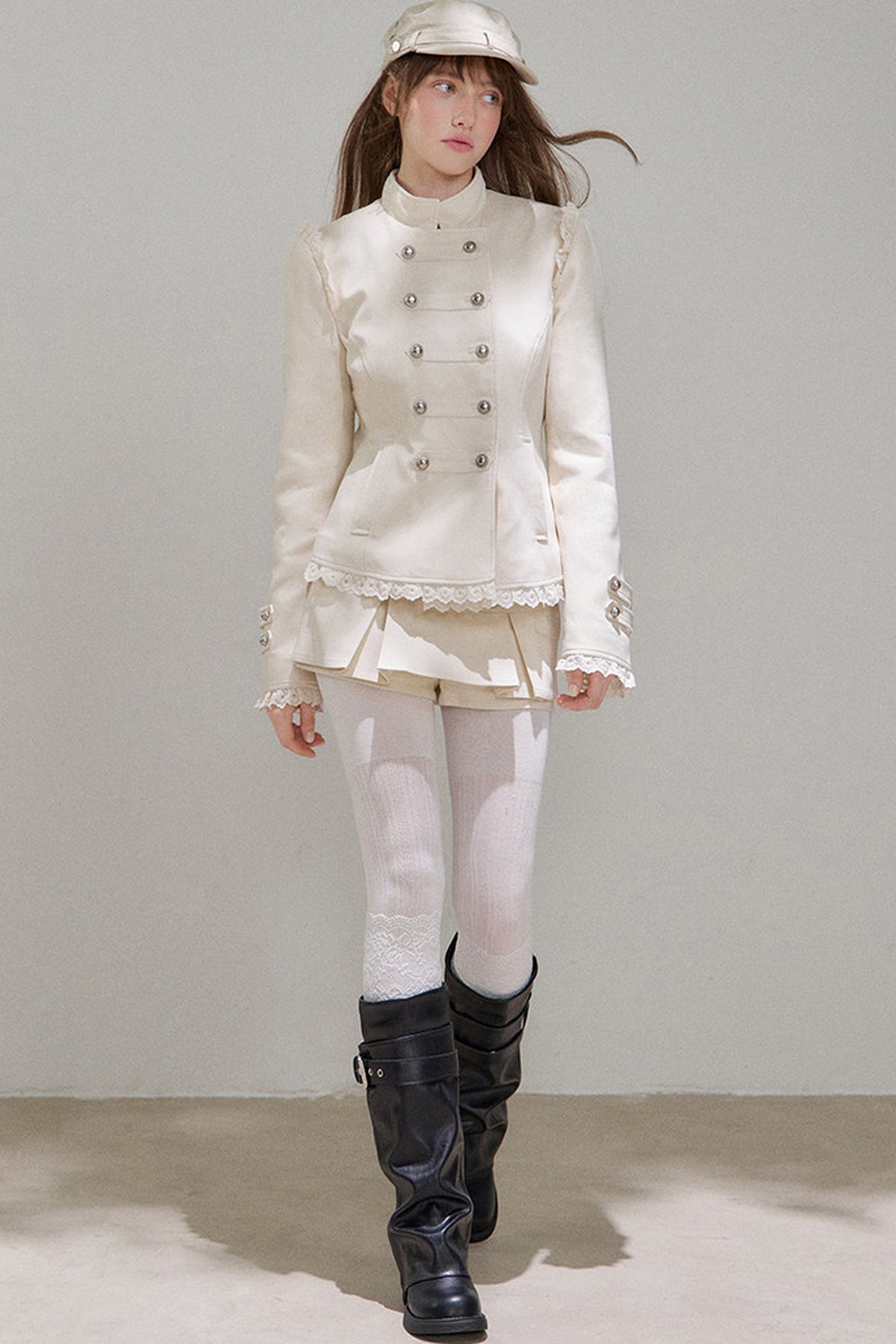 Double-Breasted Stand Collar Jacket