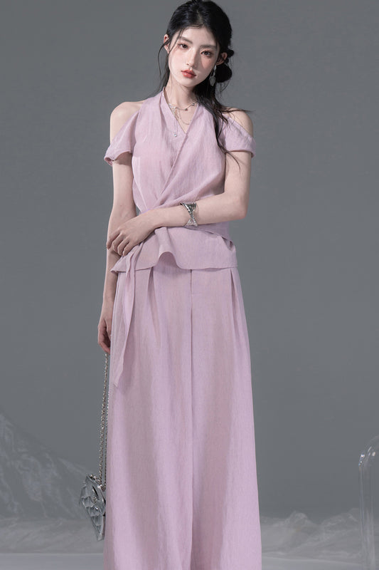 Deconstructed Lyocell Linen Top and Pants Set