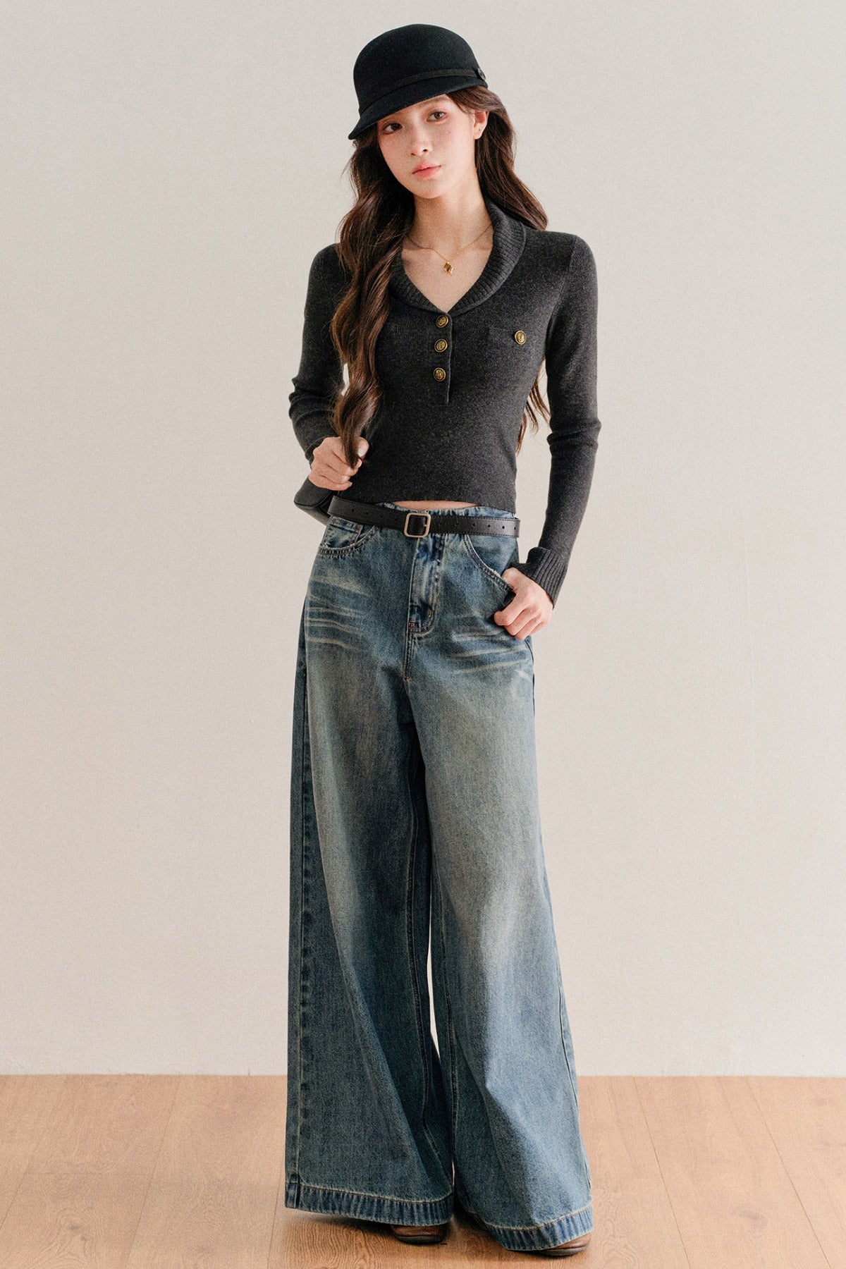 High-Waisted Wide-Leg Jeans