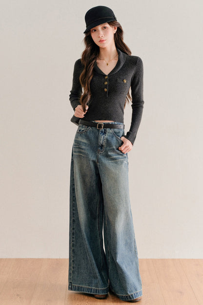 High-Waisted Wide-Leg Jeans