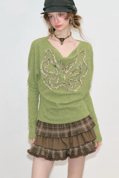 Retro Butterfly Knit Top