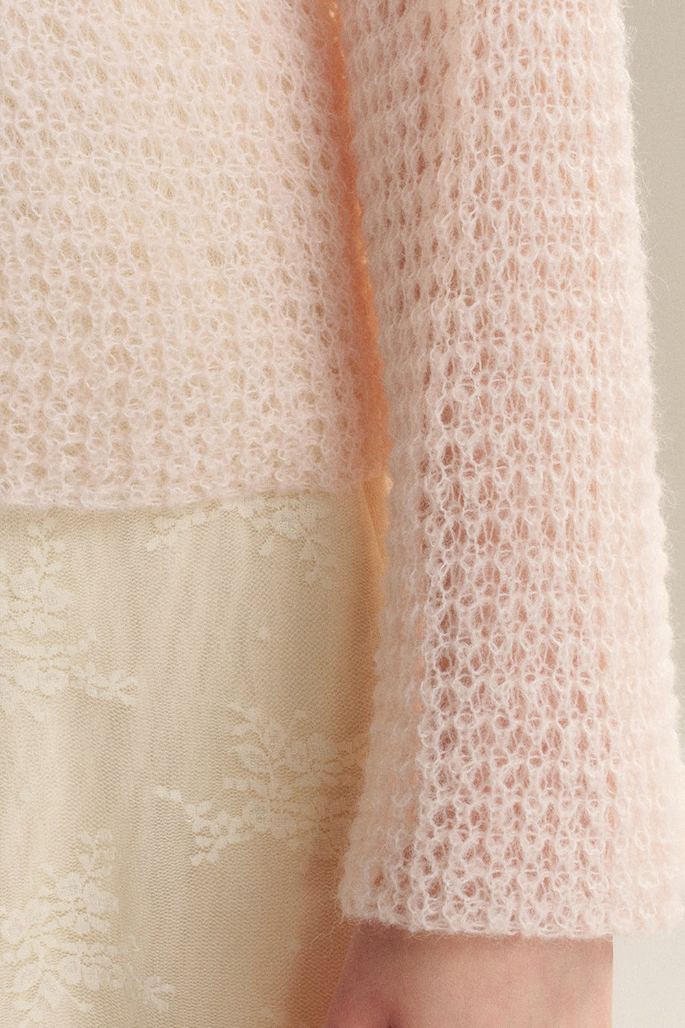 Lace-Up Off-Shoulder Knit Sweater