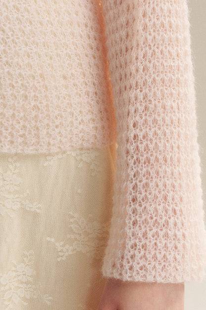 Lace-Up Off-Shoulder Knit Sweater