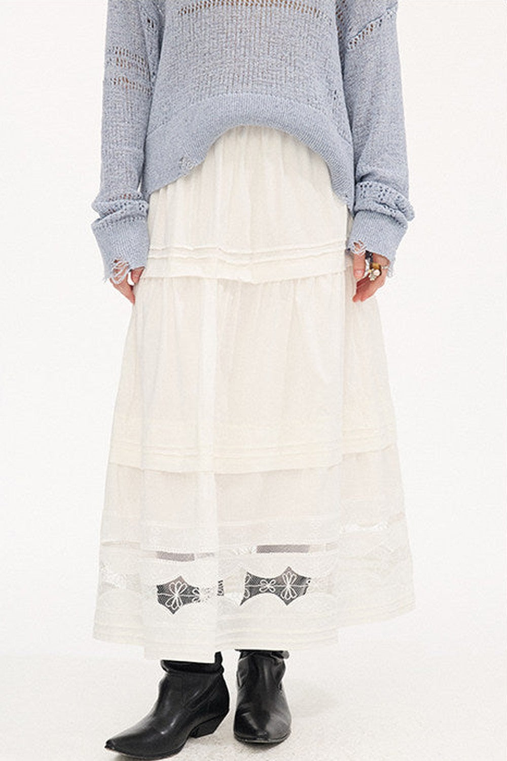Elegant Lace A-Line Skirt