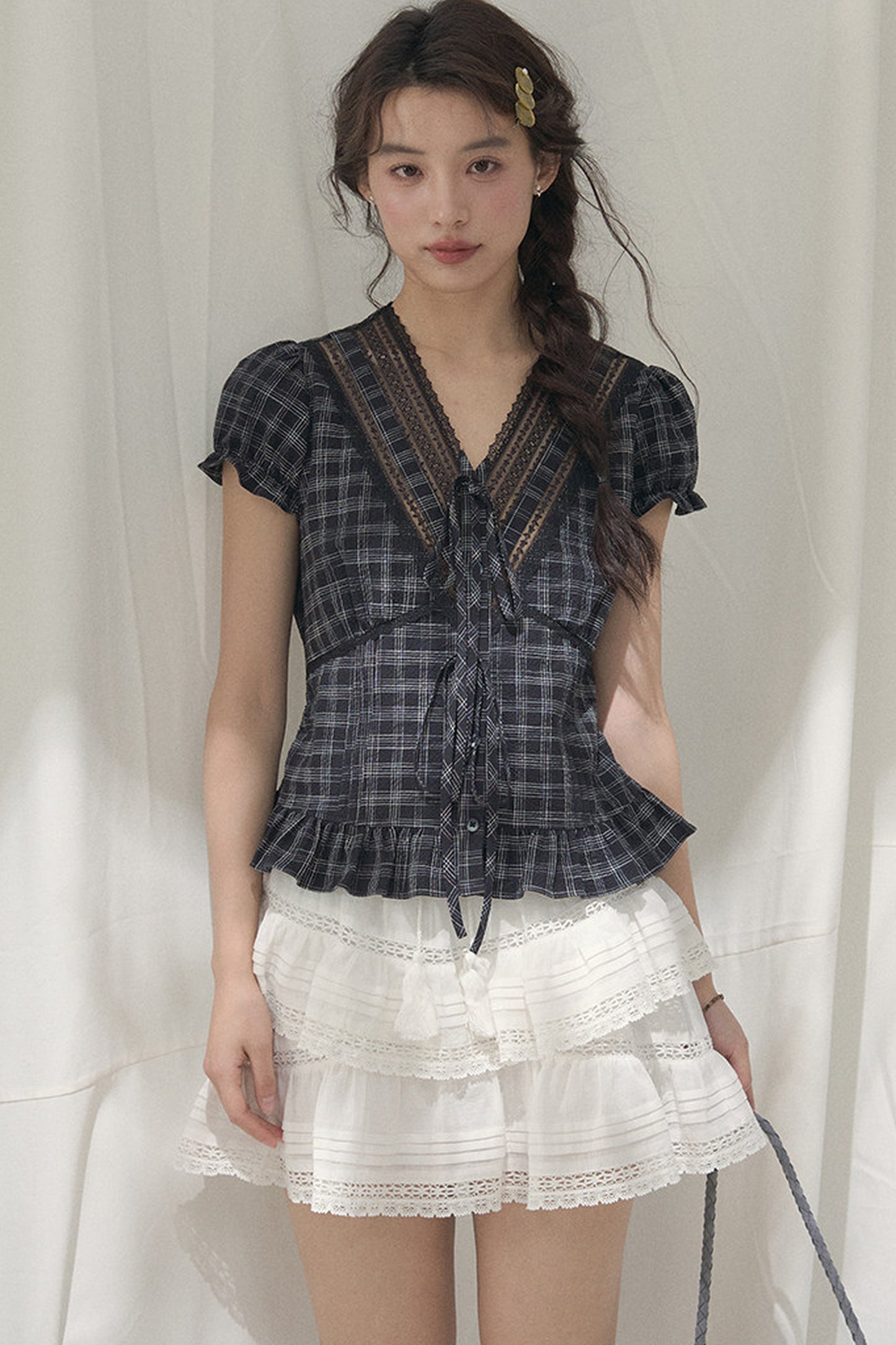 Summer Lace V-Neck Blouse