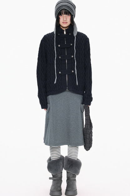 Cable Knit Toggle Cardigan