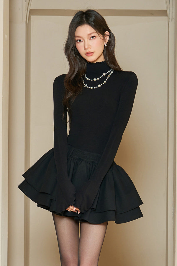 High-Waisted Black Puffy Tutu Skirt Set-Up