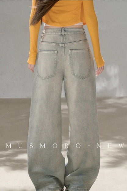 Vintage Washed Wide-Leg Jeans