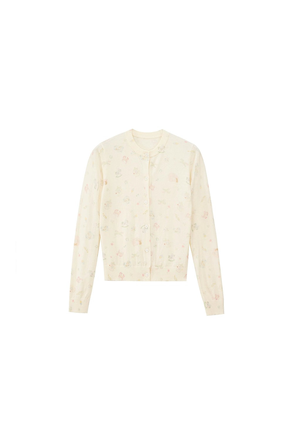 French Retro Printed Cropped Wool T-Shirt