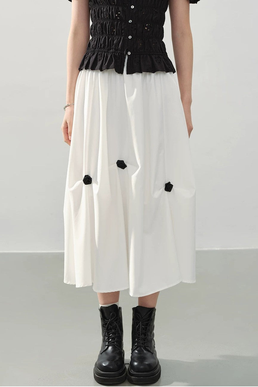 Flower Shadow Pleated Skirt
