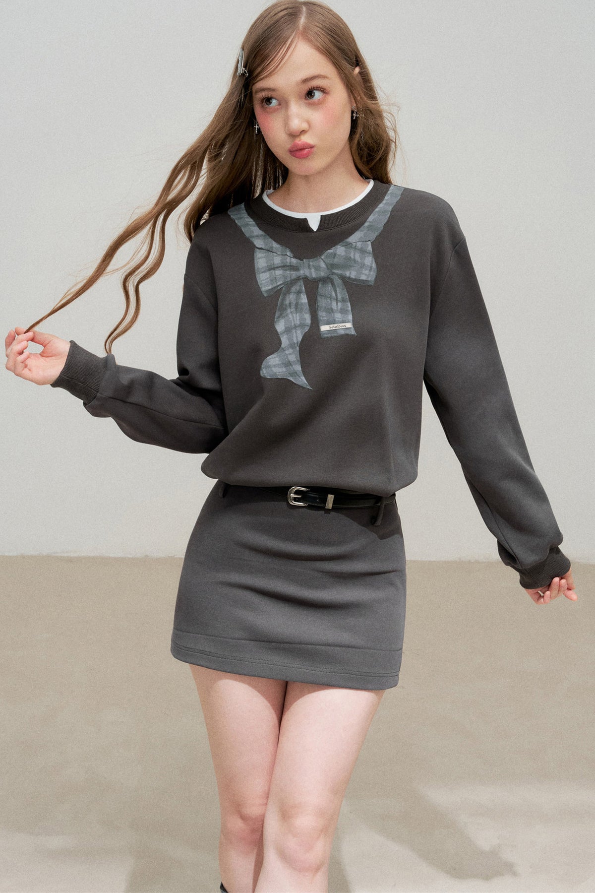 A-Linien-Kleid mit Schleifenprint