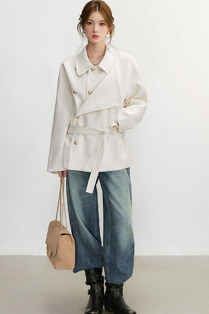 Double-Breasted Wool Blend Jacket