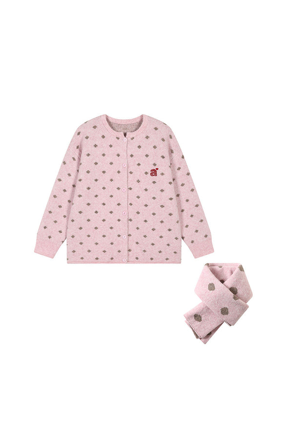 Polka Dot Scarf Knit Cardigan