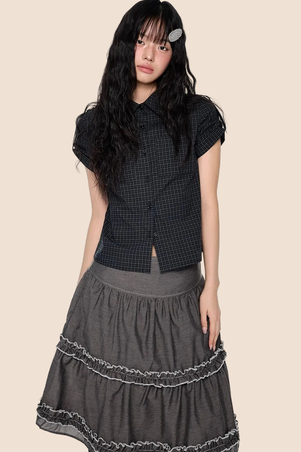 Retro Plaid Cropped Shirt