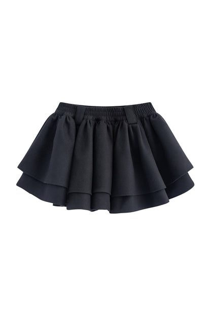 Black Long-Sleeve Base Shirt and Knitted Skirt Set-Up