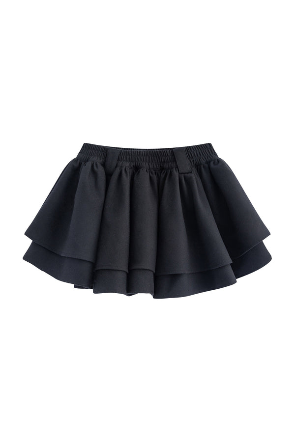 Black Long-Sleeve Base Shirt and Knitted Skirt Set-Up