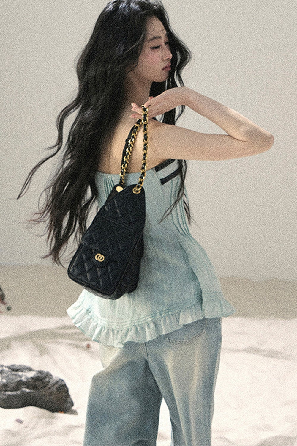One-Shoulder Ruched Lace Camisole
