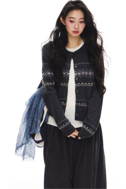 Fair Isle Wool Cardigan Set-Up