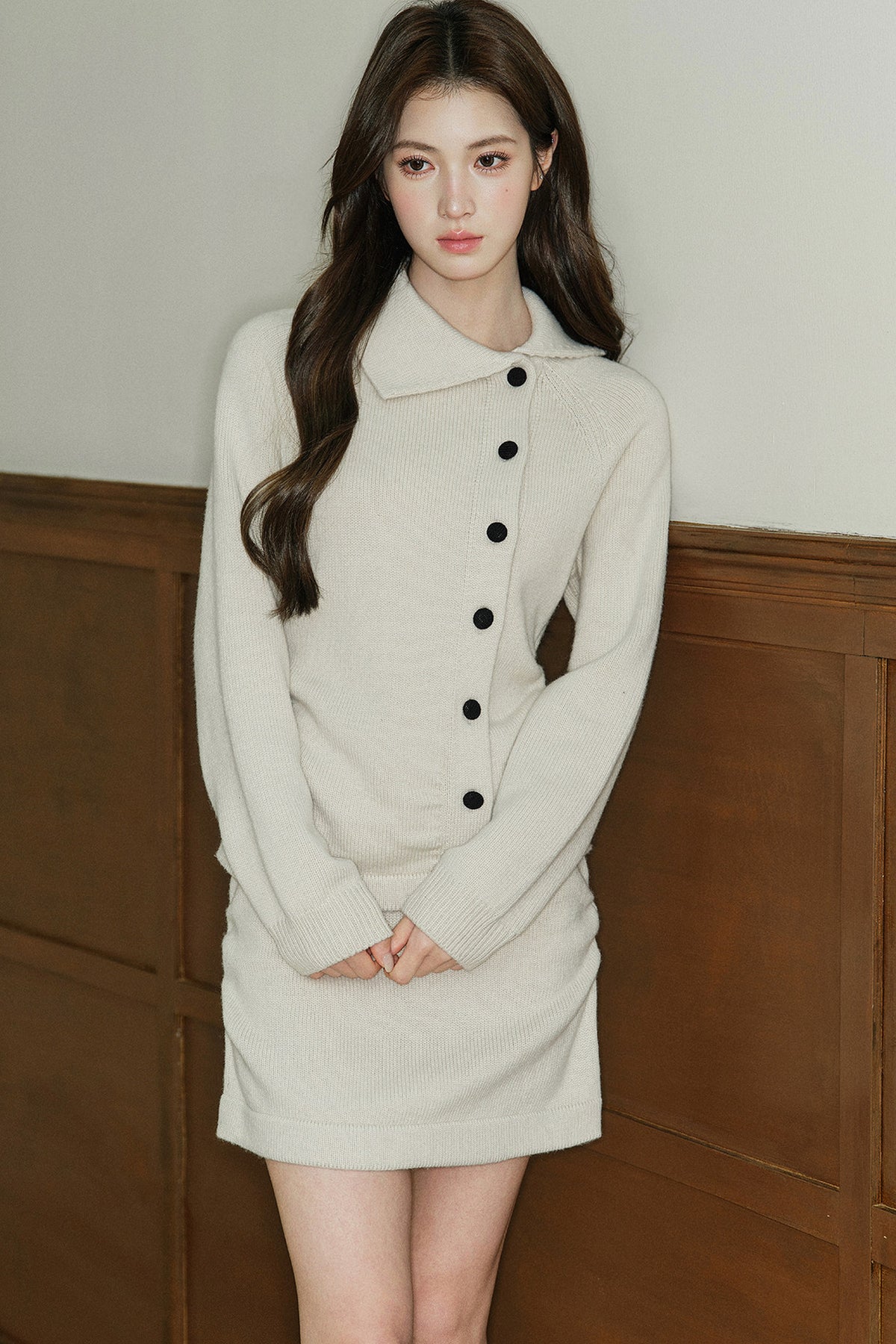 Large Lapel Wool Blend Knit Top