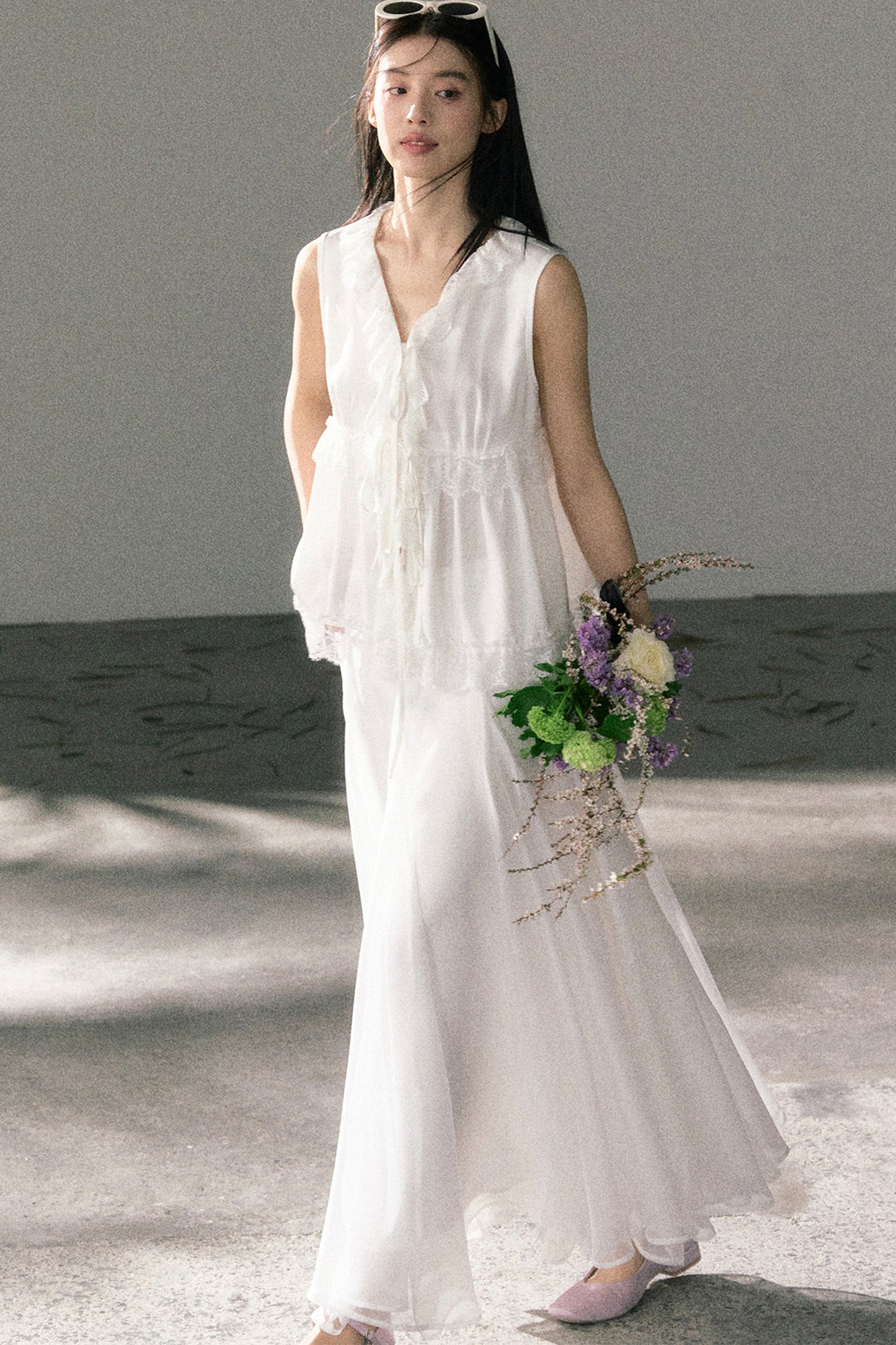 French Lace Ruffled Vest
